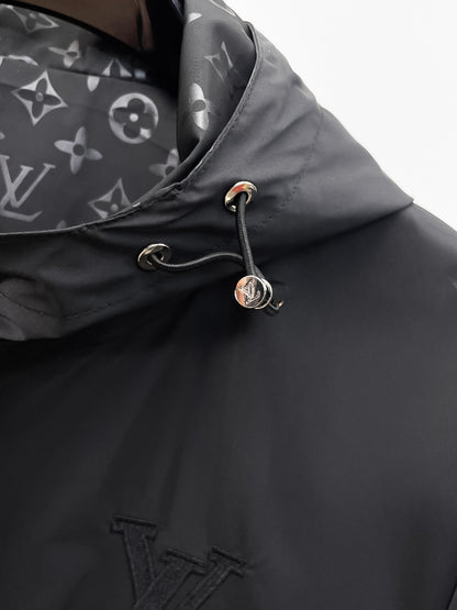 Louis Vuitton Men's Embossed Monogram Hooded Zip-Up Jacket