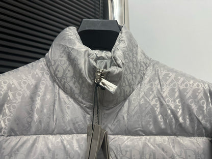 Stylish Silver Dior Puffer Jacket For Cold - Weather Elegance