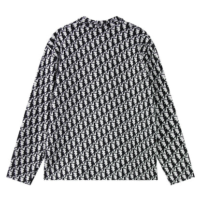 Dior Inspired Monogram Patterned Long Sleeve Sweater For Style