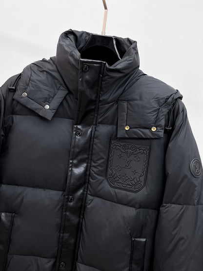 Louis Vuitton Black High - Neck Down Jacket With Emblem Detail