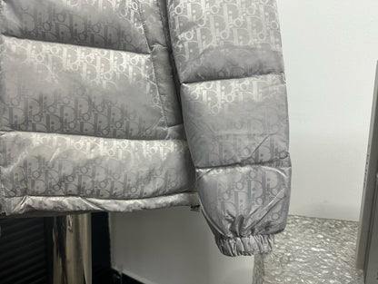 Stylish Silver Dior Puffer Jacket For Cold - Weather Elegance