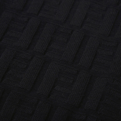Fendi Black Crew Neck Sweater With Textured Pattern