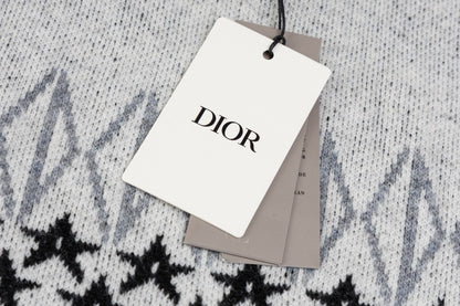Dior Star And Geometric Pattern Crew Neck Long Sleeve Sweater