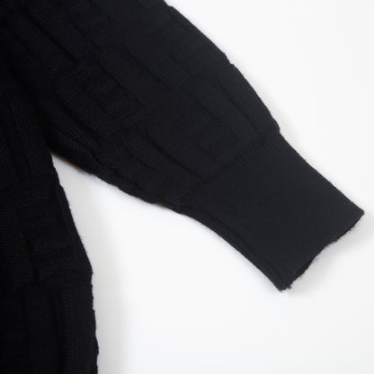 Fendi Black Crew Neck Sweater With Textured Pattern