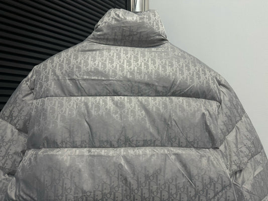 Stylish Silver Dior Puffer Jacket For Cold - Weather Elegance