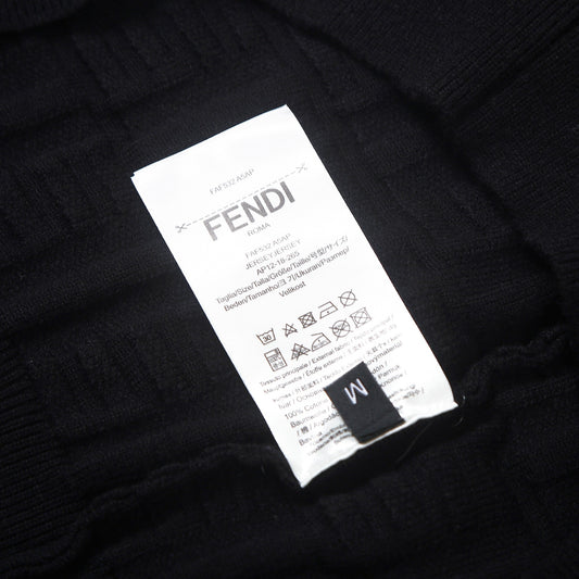 Fendi Black Crew Neck Sweater With Textured Pattern