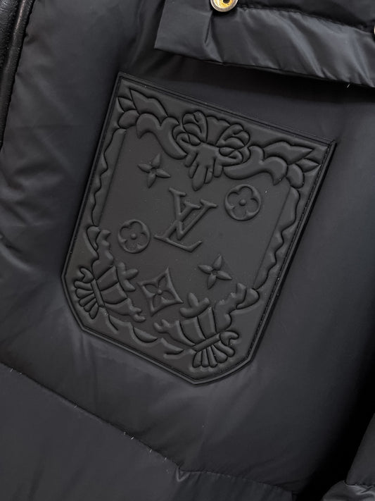 Louis Vuitton Black High - Neck Down Jacket With Emblem Detail