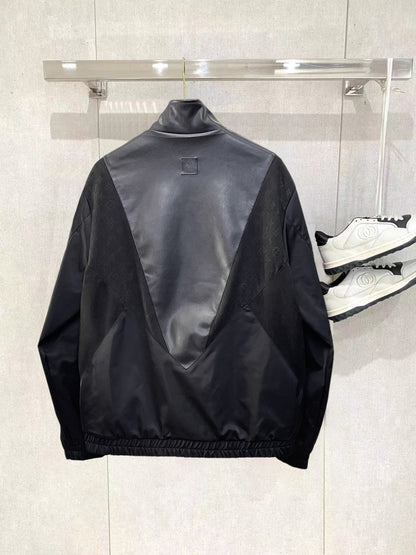 Louis Vuitton Men's Monogram Zip-Up Jacket with Stand Collar & Signature Hardware