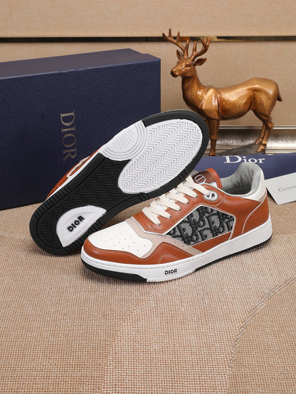 Dior Mens Sneakers Luxury Leather Casual Shoes With Oblique Pattern