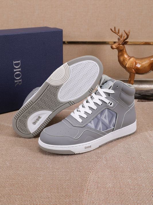 Dior Men's High Top Sneakers with Oblique Pattern and Adjustable Strap