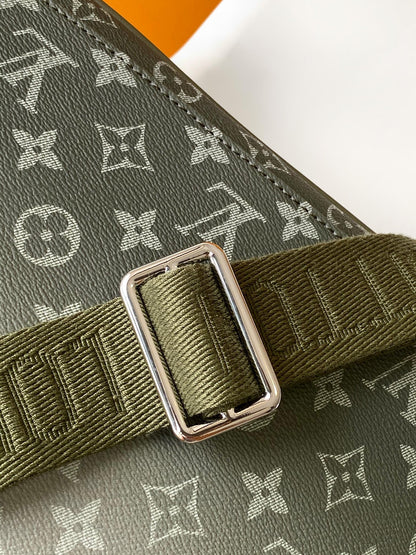 Louis Vuitton Monogram Canvas Crossbody Bag with Green Strap for Trendy Daily Looks M11593