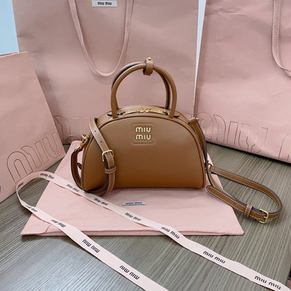 Miu Miu Black Leather Dome - Shaped Top - Handle Crossbody Bag 5BB157