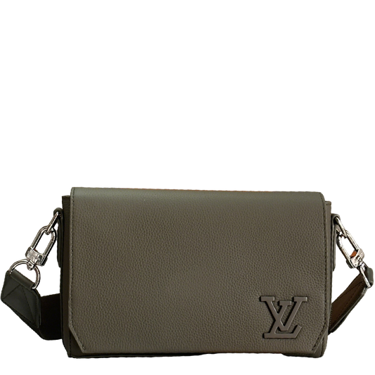 Elegant Louis Vuitton Gray Leather Crossbody Bag With Iconic LV Logo For Sophisticated Style M24769