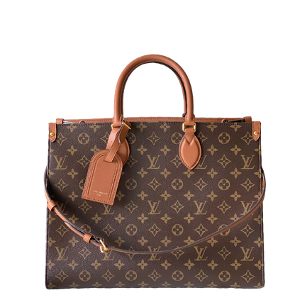Elegant Louis Vuitton Monogram Canvas Handbag With Leather Accents For Sophisticated Style