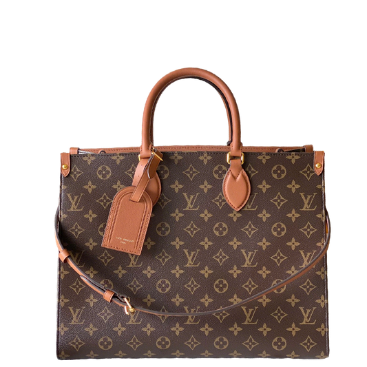 Elegant Louis Vuitton Monogram Canvas Handbag With Leather Accents For Sophisticated Style