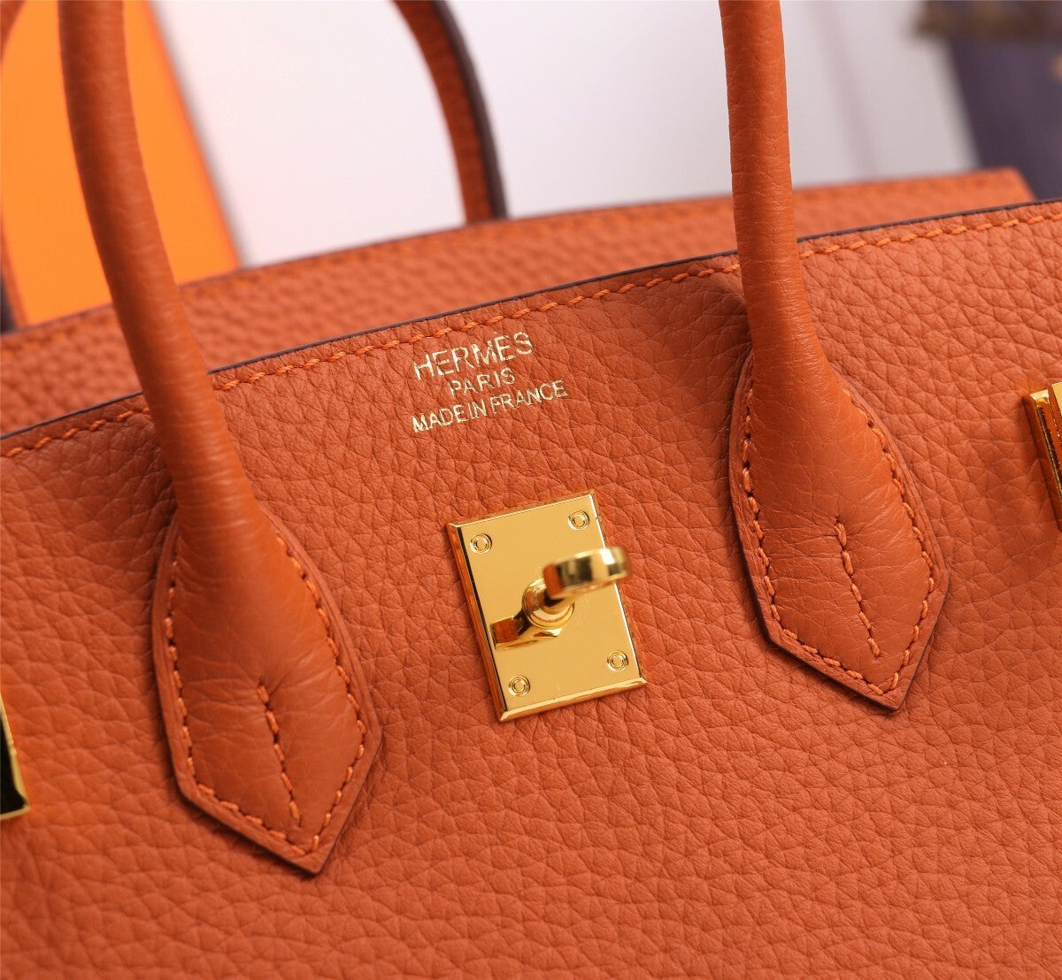 Classic Orange Hermes Birkin Handbag With Gold Hardware 5535