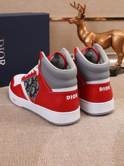 Dior Men's High Top Sneakers with Oblique Pattern and Adjustable Strap