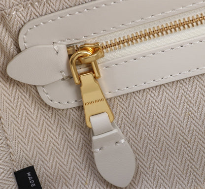 Miu Miu Beige Patchwork Leather Top - Handle Bag With Logo 5bb148