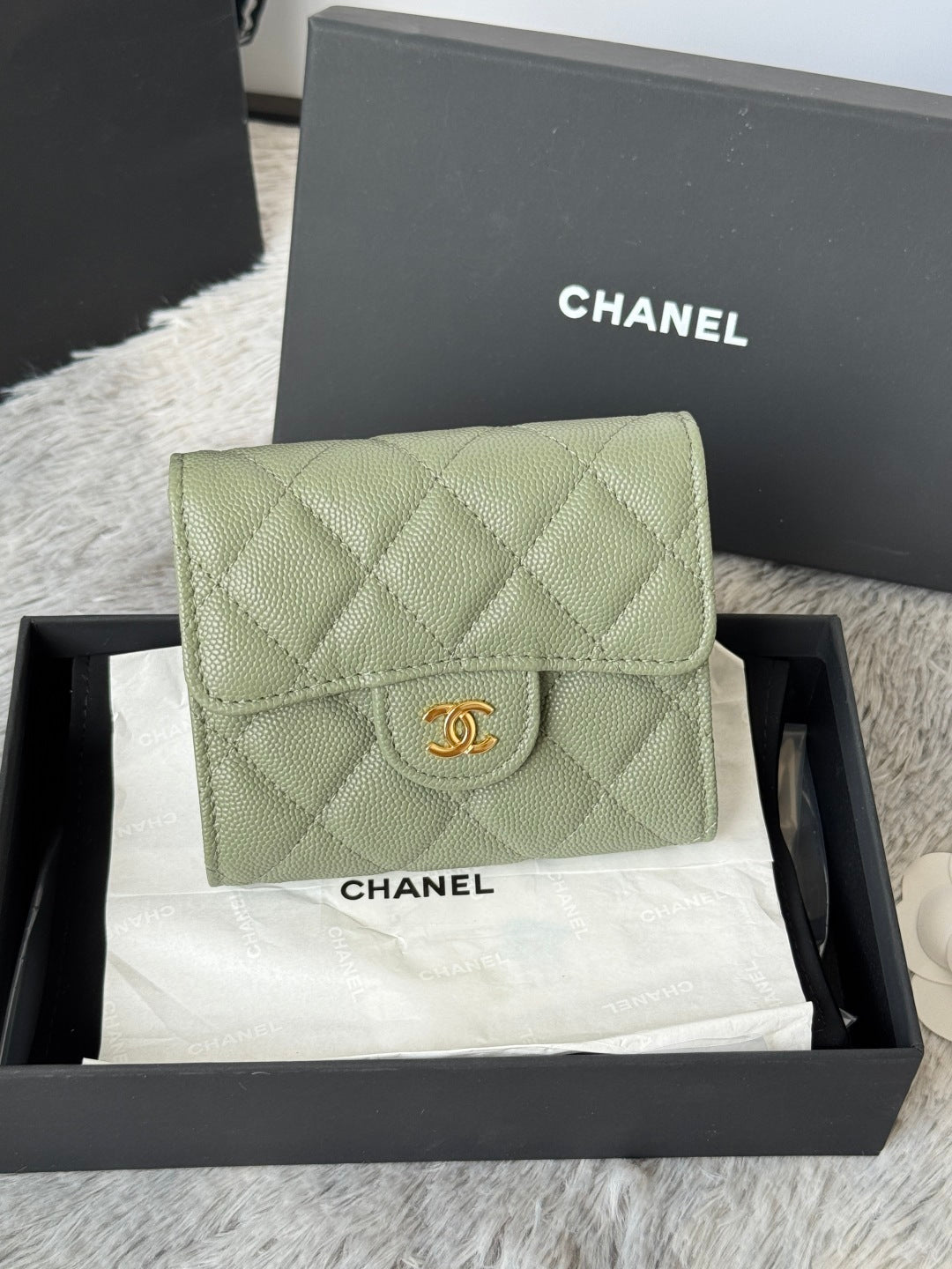 Chanel Black Quilted Leather Small Wallet with Gold - Tone CC Logo 82288