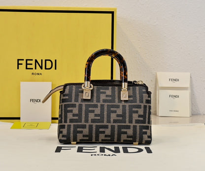Luxury Fendi by the way  Mini Handbag With Signature FF Pattern And Tortoise - Shell Handle 2020
