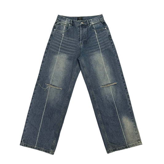 Balenciaga Unisex Jeans With Distressed Details And Contrast Stitching