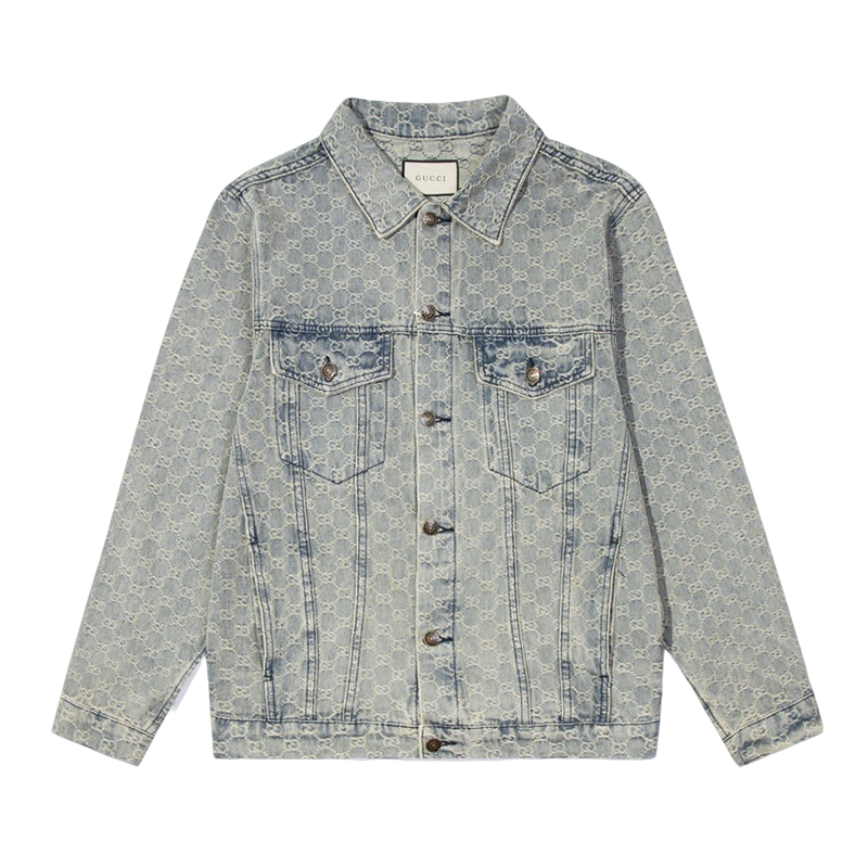 Gucci Denim Jacket With Signature Monogram Pattern