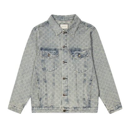 Gucci Denim Jacket With Signature Monogram Pattern