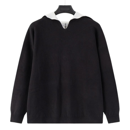Dior Black Sweater With Contrast Collar For Fashion