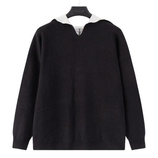 Dior Black Sweater With Contrast Collar For Fashion