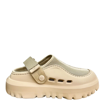 UGG Beige Mesh Clogs With Adjustable Strap For Casual Comfort