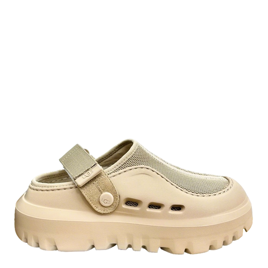 UGG Beige Mesh Clogs With Adjustable Strap For Casual Comfort