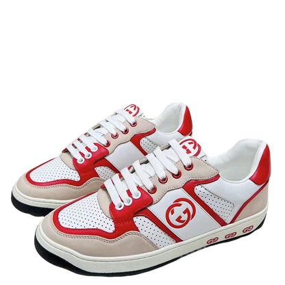 Gucci Screener Red White Leather Sneakers For Men And Women