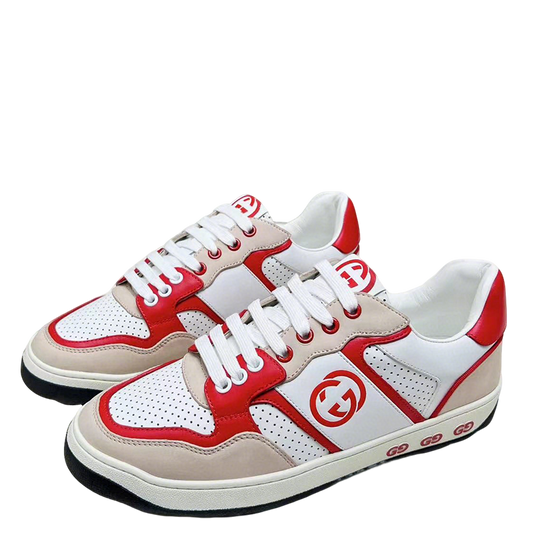 Gucci Screener Red White Leather Sneakers For Men And Women