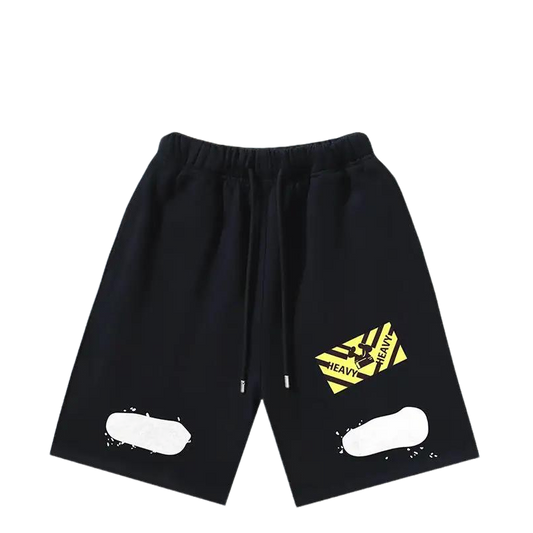 Off - White Men's Black Drawstring Shorts with Graphic Detailing