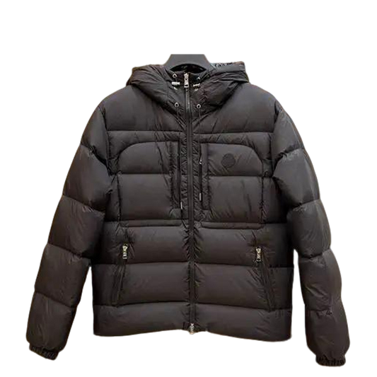 Moncler Men's Black Down Jacket With Hood For Winter Warmth And Style