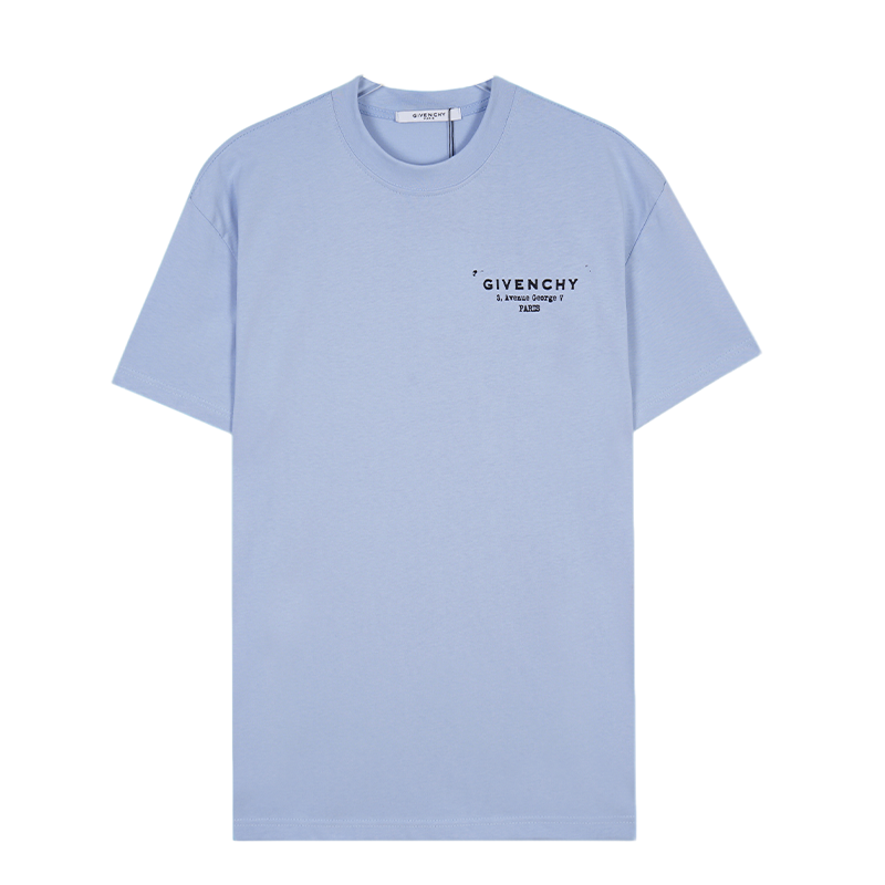 Stylish Givenchy Light Blue/Black/White T Shirt With Brand Logo For Fashion Enthusiasts