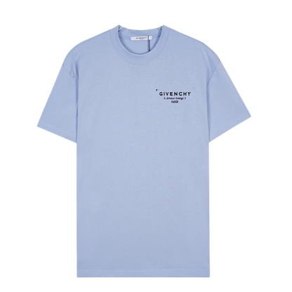 Stylish Givenchy Light Blue/Black/White T Shirt With Brand Logo For Fashion Enthusiasts