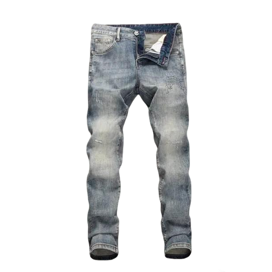 Philipp Plein Men's Light Wash Denim Jeans With Subtle Brand Detailing