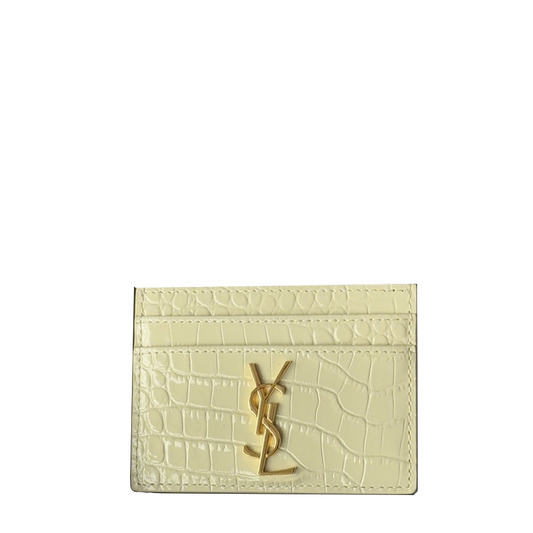 Gorgeous Saint Laurent Croc Embossed Leather Card Holder 423291