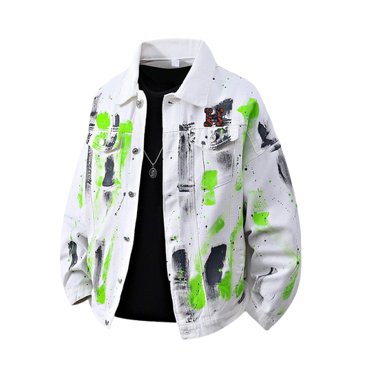 Hermès Artistic Painted Denim Jacket With Inner Layer And Logo