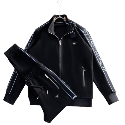 Emporio Armani EA7 Men's Black Tracksuit With Branded Details