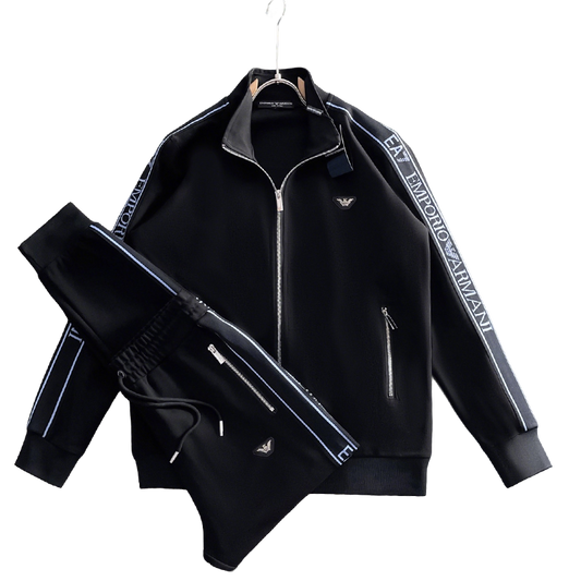 Emporio Armani EA7 Men's Black Tracksuit With Branded Details