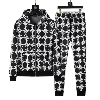 Men's AMIRI Black And White Patterned Hoodie And Jogger Set