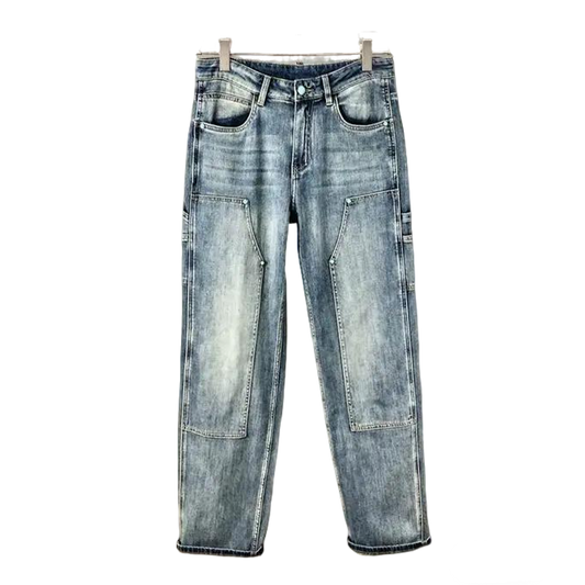Louis Vuitton Men's Light Blue Denim Cargo Jeans With Functional Pockets