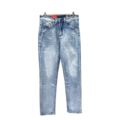 Diesel Men's Light Blue Washed Slim-Fit Denim Jeans with Iconic Details