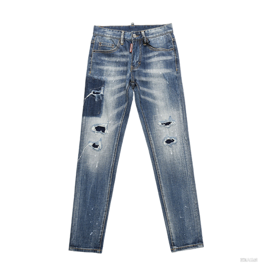 Men's Dsquared2 Distressed Denim Jeans with Rips and Patches
