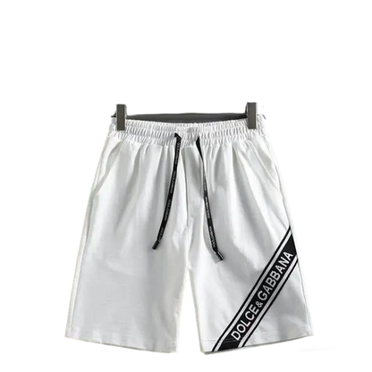 Dolce & Gabbana White Shorts With Branded Black Stripe