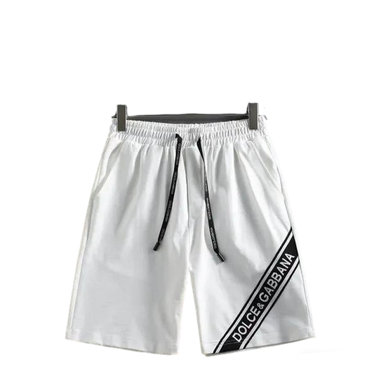 Dolce & Gabbana White Shorts With Branded Black Stripe