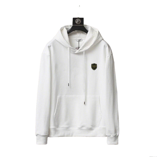 Philipp Plein White Hoodie With Embroidered Badge Logo And Classic Hooded Silhouette