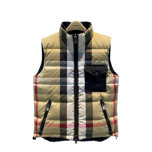 Burberry Iconic Check Pattern Puffer Vest For Seasonal Layering And Style